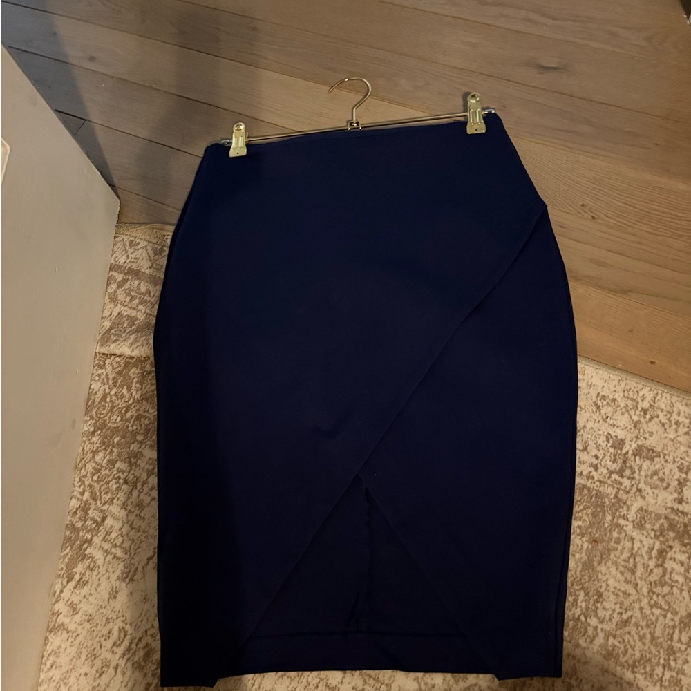 Express Classic Navy Wrap Pencil Skirt - Women's